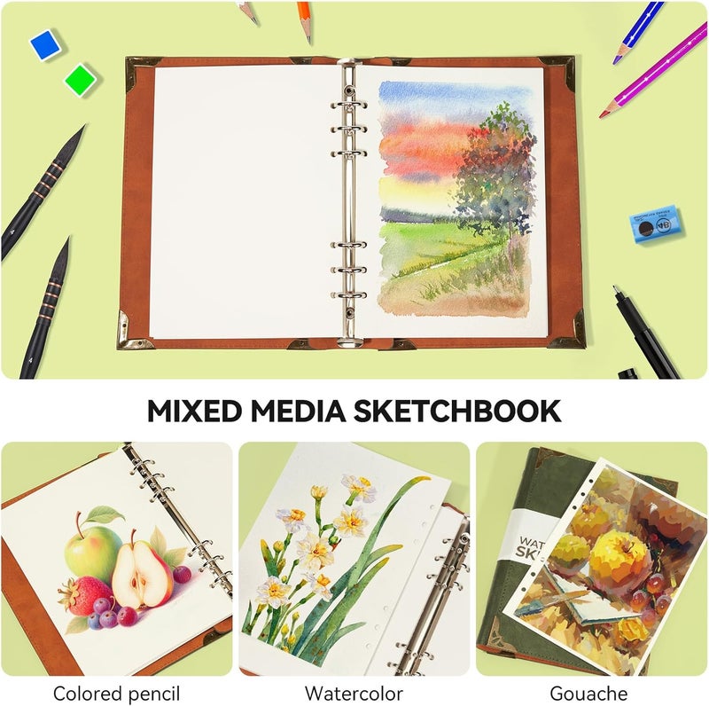 Lightwish Watercolor Sketchbook,100% Cotton Acid Free Watercolor Journal,300gsm/140lb Hot Press Watercolor Paper for Artists,Adults,Students,20 Sheets,5.8 * 8.2 Inches Paper - Image 4